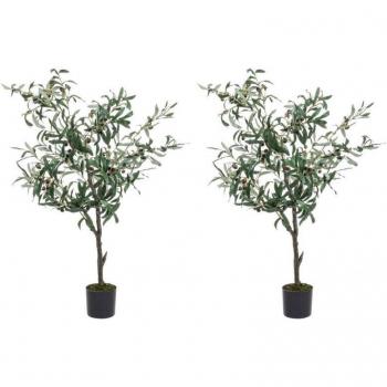 Ulivo Artificiale 120 cm in Plastica con Vaso Verde