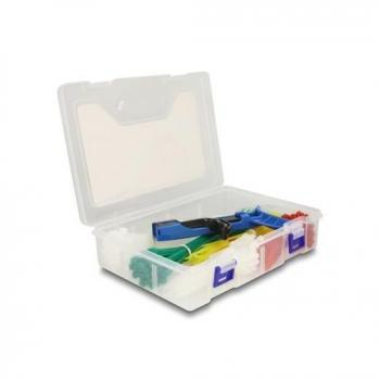 Delock Kabelbinder Sortimentsbox mit Spannwerkzeug, 350-teilig, farbig