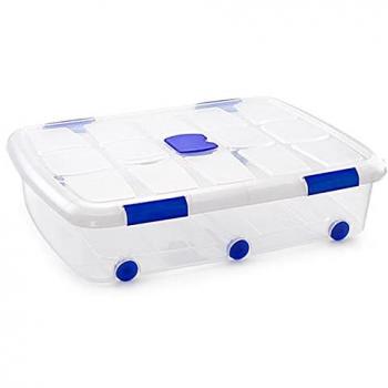 Contenedor Transparent 18x80x60 cm – 56 L, Tapa y Ruedas