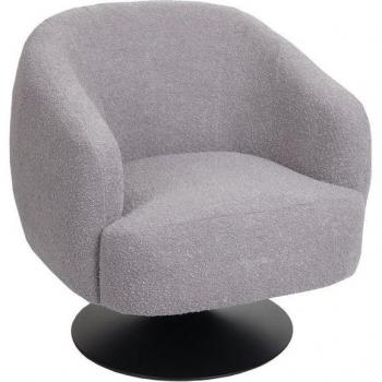 Drehbarer Loungesessel MCW-J76, eleganter Bouclé-Stoff in hellgrau