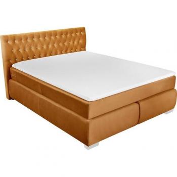 Boxspringbett Leonique Rumba Gold (Samtoptik) – 170 cm × 213 cm, 4 Breiten, Härtegrad 3, inkl. Topper