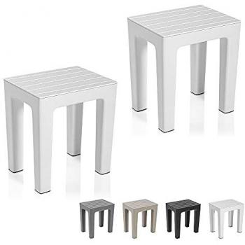 Sgabello Multiuso Lello 2 Pz Alta Resistenza Bianco Effetto Legno