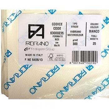 Fabriano - Papier aquarelle 300 g - 70 x 50 cm - 25 feuilles