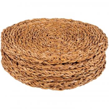 Argon Tableware's 30cm Round Woven Seagrass Placemats in Brown (Pack of 6)