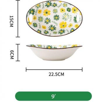 Strawberry Flower Design 9 Inch Deep Plates