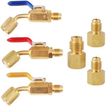 6 Pcs Refrigerant Angled Ball Valve 1/4 Inch for R410A R134A R12 R22