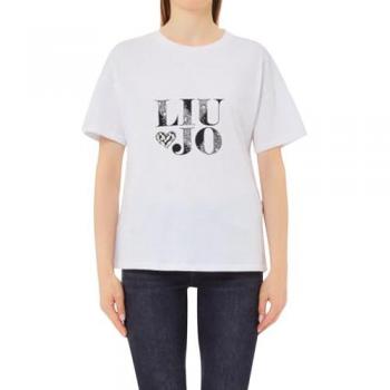 Liu Jo Damen T-Shirt mit Glitzerdetails