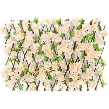 Retractable Wooden Garden Fence with Faux Leaves