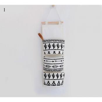 Organizador de Pared Negra y Blanca con Bolsillos de Lino