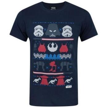 Uomo Star Wars Blu Fair Isle XL T‑Shirt Dark Side