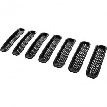 SHGO 7-Piece Clip-in Mesh Grille Insert Cover for 2007-2015 Jeep Wrangler JK - Matte Black