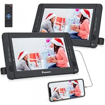 NAVISKAUTO Lecteur DVD Portable Voiture 2 Ecrans Appuie-tête de 10,1 Pouces pour Enfants Supporte HDMI Input USB SD MMC Autonomie de 5 Heures Dernière mémoire