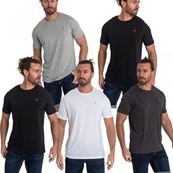 Farah Men's Briars 5 Pack Lounge T-Shirts - Multi - Size 44/Regular