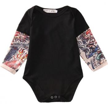 Ropa de niño para otoño, romper de algodón, estampado de tatuaje, 0-18 meses
