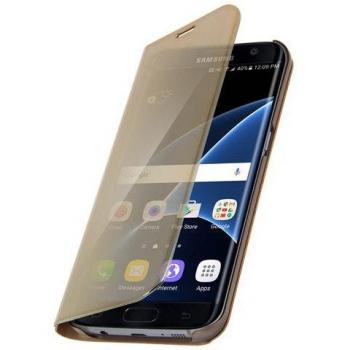 Étui Flip Cover Or Miroir pour Galaxy S7 Edge