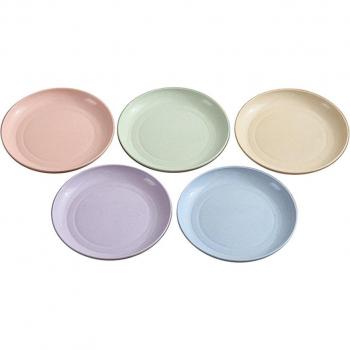 5-Pack Eco-Friendly Wheat Straw Plates - Sturdy and Simple Dishes
