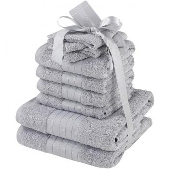 Dreamscene 100% Egyptian Cotton 10-Piece Towel Bale Gift Set, Silver Grey
