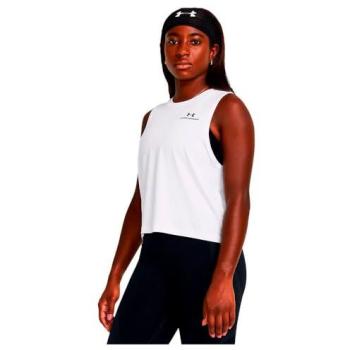 Camiseta crop sin mangas de energía Rush de Under Armour, talla 2XL mujer, color blanco