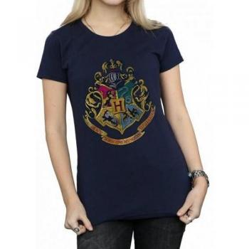 T-shirt boyfriend cotone case Hogwarts Harry Potter donna L bianco