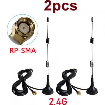Antena RP‑SMA 2,4 G IOT con Base Magnética y Ventosa de 3 m