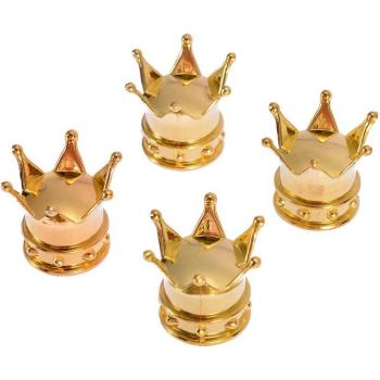4pcs Gold Crown Car Wheel Valve Stem Caps