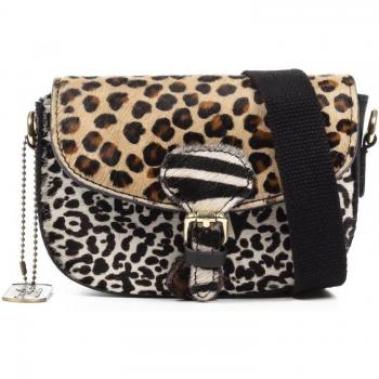 Bolso bandolera Firenze Artigiani de piel auténtica con acabado Cavallino animal print