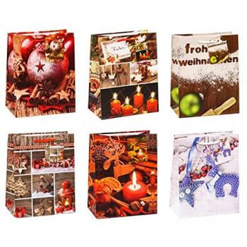 TSI Klebeband 12 TSI Geschenktaschen Weihnachten Serie 6 Motiv sortiert 18,0 x 23,0
