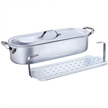 Pesciera in Alluminio 3mm Agnelli con Maniglie e Coperchio 40 cm