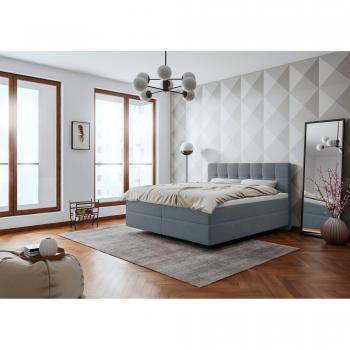 Boxspringbett Aida Schlaraffia – 160 × 200 cm, aqua Webstoff, 7‑Zonen Tonnentaschenkern, inkl. Schwungfuß
