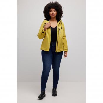Plus Size Waterproof Softshell Jacket with Hood and Fleece Lining, Women, Green, Size 16/18, Polyester