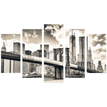 Cuadro pirámide 5 piezas Nueva York blanco y negro