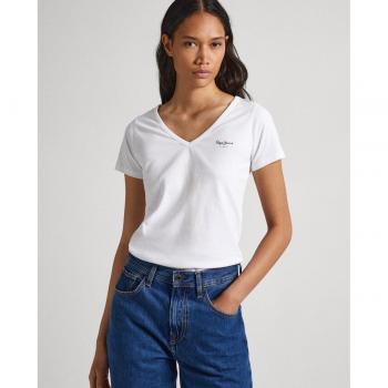 T-Shirt Pepe Jeans Corine a Maniche Cotte Bianco Puro XS Donna