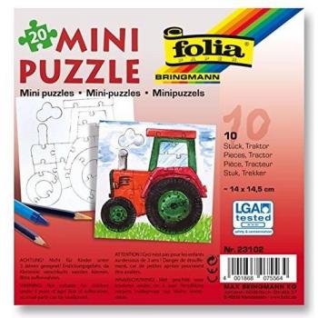 Folia Mini-Puzzle TRAKTOR, 20-teilig, blanko, weiß