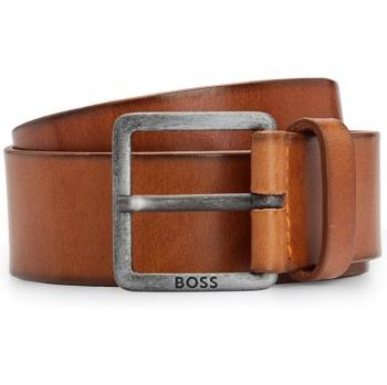 Cinturón de Piel Negro con Logo Boss en la Hebilla