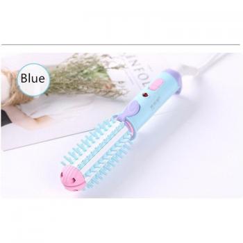 Portable Hair Straightener and Curler Brush - Dual Voltage Ceramic Tourmaline Ionic with Carrying Case
