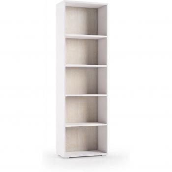 Estante para libros Dedjoum Biblioteca con 4 estantes ajustables, unidad de pared, 60x30h195 cm, blanco y roble