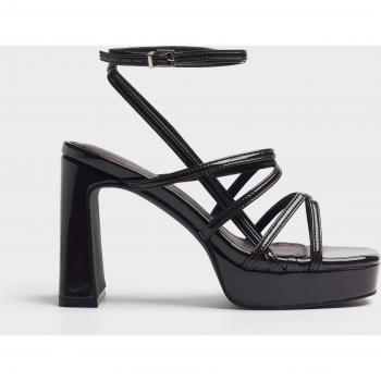 MIM Nori Sandalias de tacón para mujer chocolate en charol sintético 9374162682186