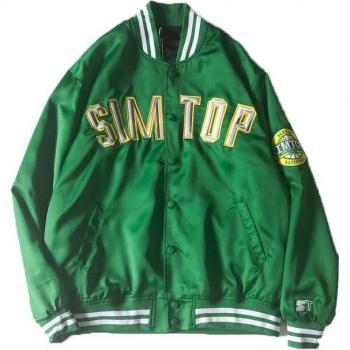 Men's V-Neck Embroidery Baseball Jacket
