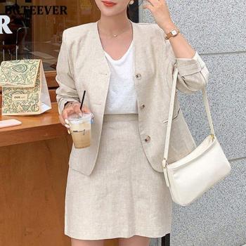Conjunto de Falda y Blazer de Algodón y Lino - 2 Piezas de Verano