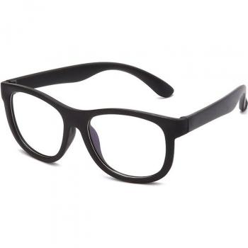 Gafas infantiles de goma, lentes redondas transparentes, protección antiluz azul, TR90