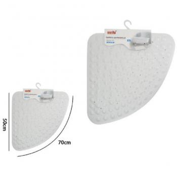 Alfombra de Baño Antideslizante Triangular PVC Blanca 50x70cm