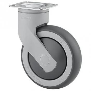 Rueda Giratoria Levina 100mm Plástico 77x67 Aro de Goma Sin Freno
