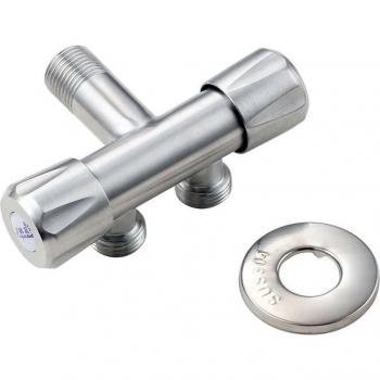 304 Stainless Steel Multifunctional Wall Faucet 1 in 2 Out Brushed Finish for Bathroom & Kitchen