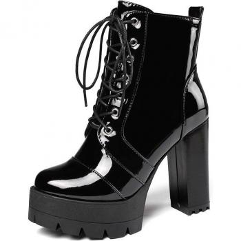 Botas Cortas de Tacón Grueso para Mujer