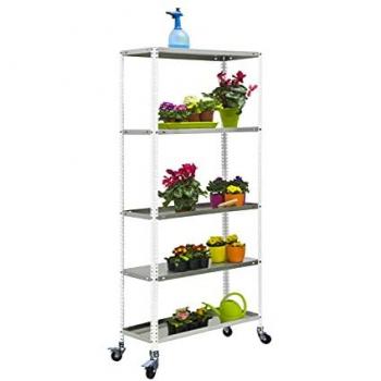 Simonrack - Kit simongarden Comfort Mob. 5/400 Blanco/GALVA Estanteria con Ruedas para Jardin, Grande