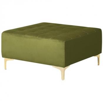Ottomana in Velluto Trapuntato Soggiorno Moderno Color Verde Oliva Aberdeen
