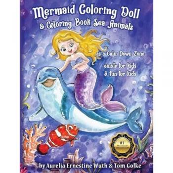 Mermaid Coloring Doll & Coloring Book Sea Animals as a Calm Down Zone emote for kids & fun for kids