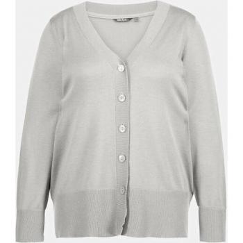 Cardigan morbido in maglia fine con scollatura a V e abbottonatura, Donna, Grigio, Taglia 64/66, Viscosa/Poliestere