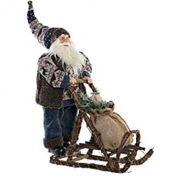 Figura de Papá Noel en Madera Azul y Marrón 42 x 25 x 48 cm