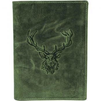 Greenburry Hirsch‑Ausweisetui – Leder, Vintage, 12 cm, Grün